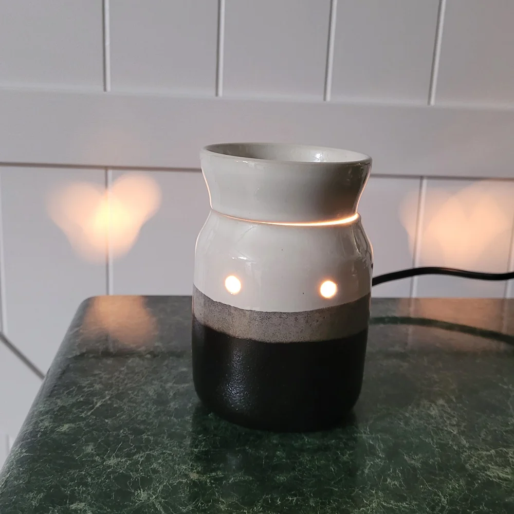 Modern Dark Brown and White Ceramic Wax Melt Holder